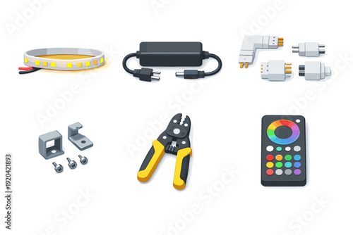 LED strip light installation kit with remote control and tools