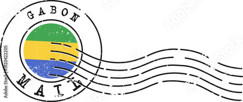 Gabon Flag Grunge Postal Stamp