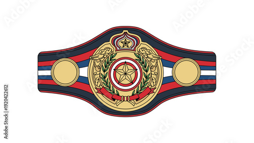 Grand boxing championship belt with gold and red details for sports victory and competition achievements in martial arts tournaments.