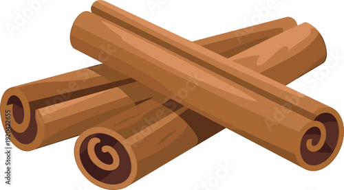 Cinnamon Sticks Illustration Isolated on Transparent Background Spice and Cooking Concept