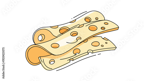 Three slices of holey swiss cheese layered together representing high quality dairy products and gourmet sandwich ingredients for delis.