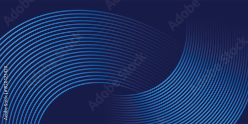 Abstract blue background with glowing curved lines. Shiny blue swirl curve lines design. Spiral lines. Geometric oval pattern.