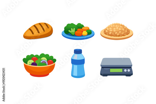 Healthy food choices and diet scale for balanced nutrition and weight management