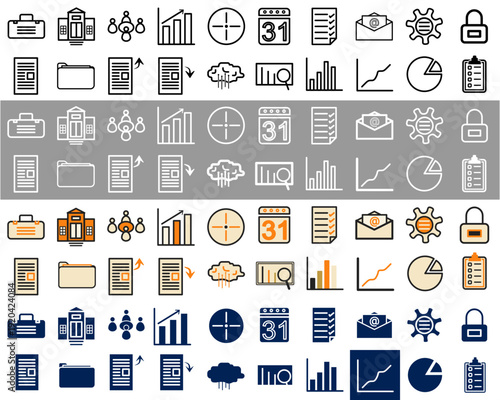 flat icons for web and mobile applications outline, dark, flat color and solid