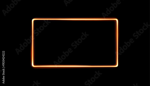 Gold glossy rectangular frame with neon glow.
