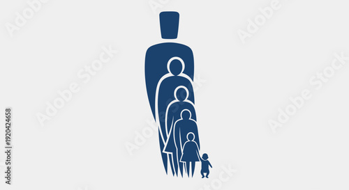 Human hierarchy and leadership concept icon showing progressive team structure with central leader figure surrounded by connected individuals, minimalist corporate management symbol representing organ