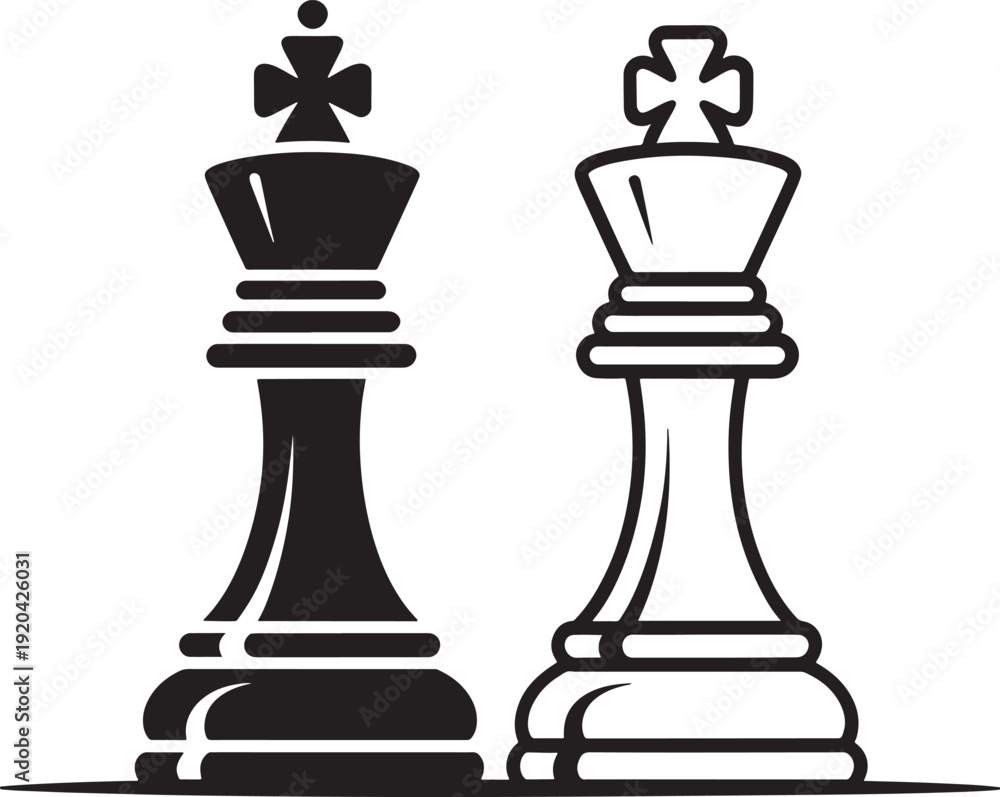 Fototapeta premium black and white chess king pieces