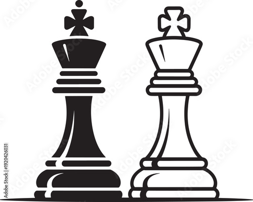black and white chess king pieces