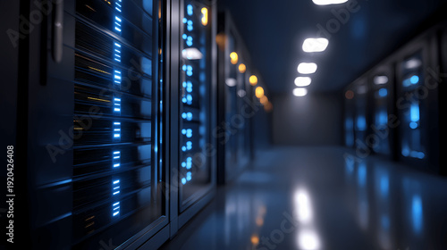 Server Rack in Dim Data Center