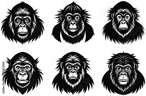 black and white illustration of a mankey