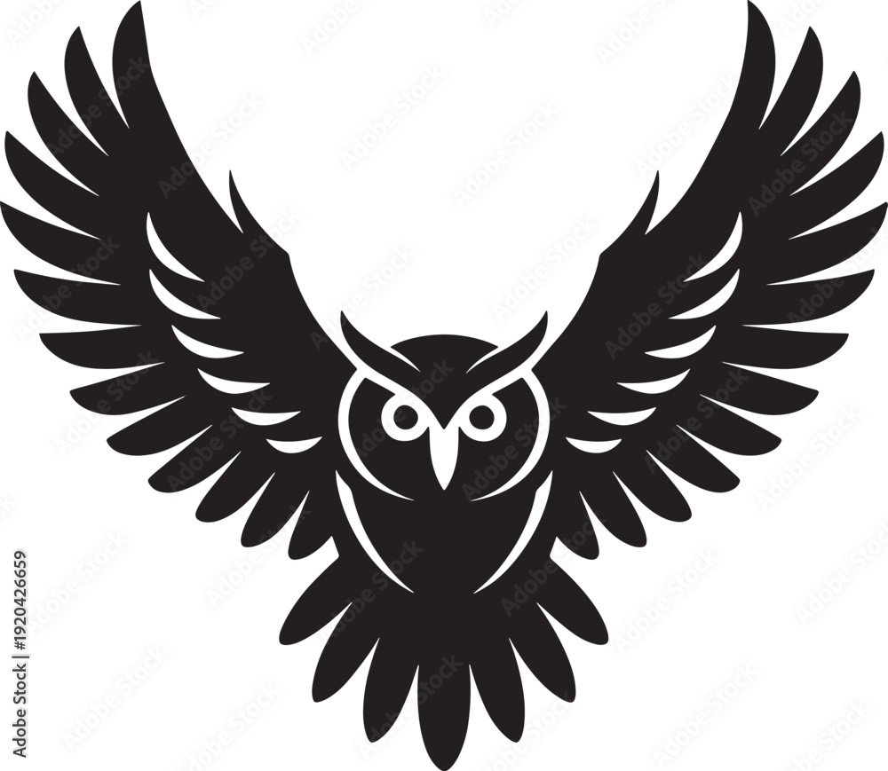 Fototapeta premium Owl in flight with spread wings