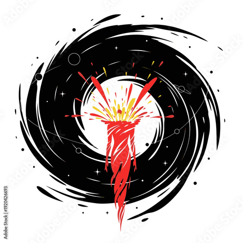 Dynamic Red and Yellow Paint Explosion Upward Movement Creating a Vibrant Abstract Burst of Color