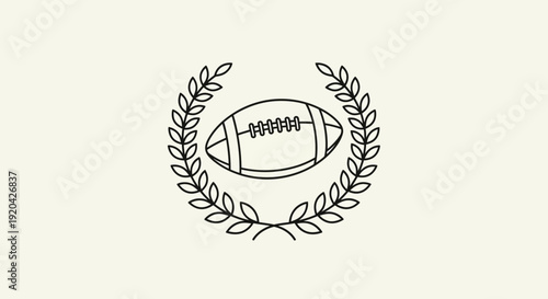 American Football Emblem Enclosed by Olive Wreath on Bright Studio Background