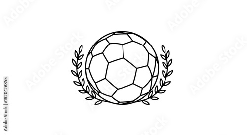 Futsal or Handball Ball with Laurel Wreath Emblem, isolated white background