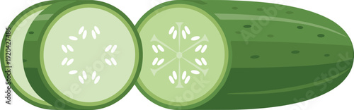Cucumber Cut in Half Isolated on Transparent Background Fresh Produce Concept