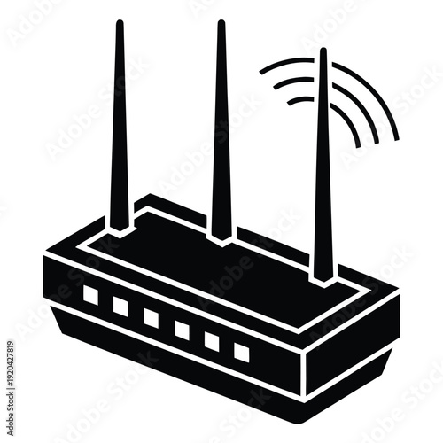 Set of four wireless router icons in different artistic styles including hand-drawn sketch, simple line art, solid glyph, and flat color for representing internet connectivity