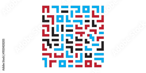 Square maze isolated on white background. Find right way in logic game labyrinth. Vector illustration