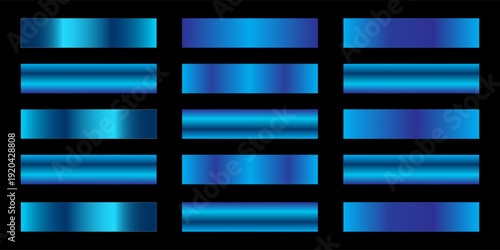 Set of Blue gradient metallic shiny design banner decoration,blue gradient texture background