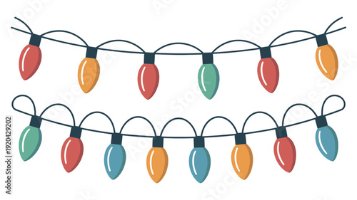 Colorful festive christmas lights strung together on a dark string