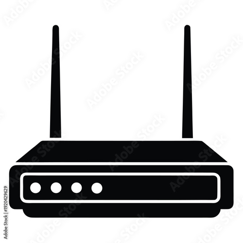 Set of four wireless router icons in different artistic styles including hand-drawn sketch, simple line art, solid glyph, and flat color for representing internet connectivity