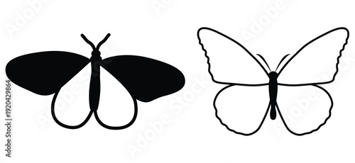 Romantic Butterfly Silhouette icon – Tropical Exotic Insect Shapes for Tattoo and Summer Designs