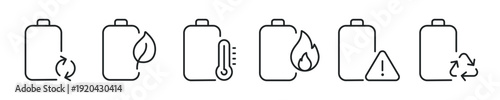Battery thin line icon set. Web minimal icons