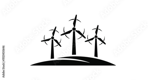 Wind Turbine Farm Renewable Energy Silhouette Vector