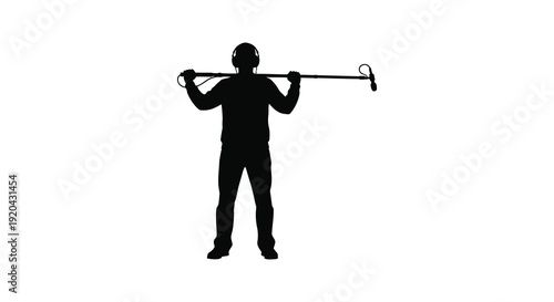 A striking black silhouette depicts a man performing a clean and jerk weightlifting exercise showcasing strength and form silhouette high quality