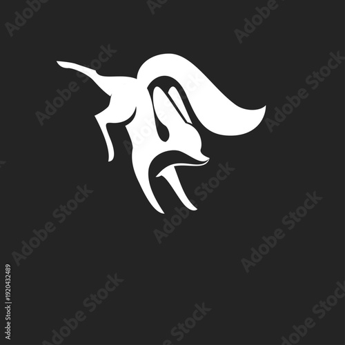 Dynamic Abstract Fox Logo in White on Black Background