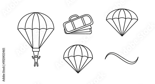 Parachuting Icons Set: Skydiving and Extreme Sports