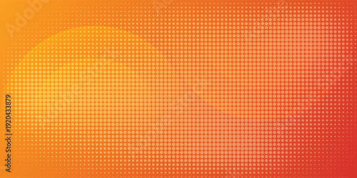 Abstract orange and red wavy halftone background with dynamic dot pattern and warm gradient