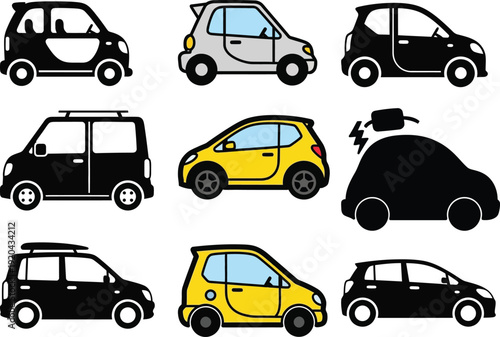 Collection of various car silhouettes and colors