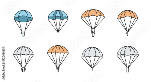Parachute icons set, vector illustration