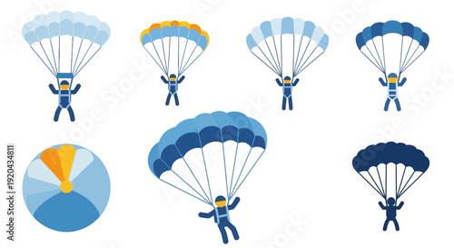Parachuting icons set. Skydiving sport concept.