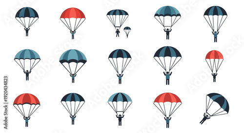 Parachuting icons set. Skydiving sport concept. Vector