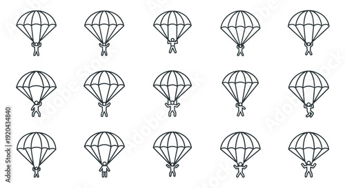 Parachuting People Icons: Skydiving Adventure