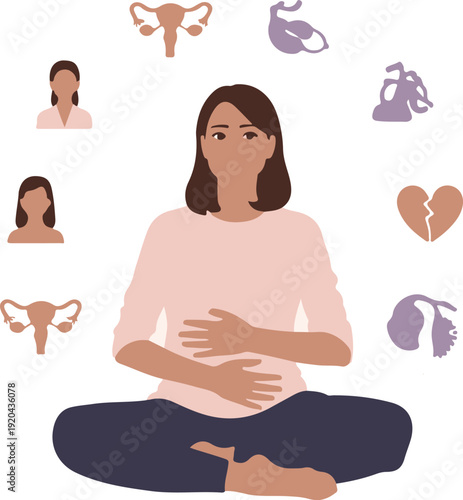 Women’s Reproductive Health Illustration with Icons