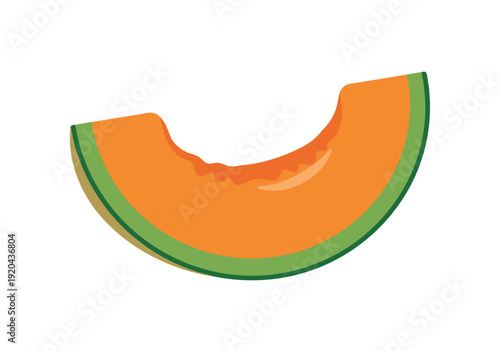 Vibrant Vector Cantaloupe Slice Cartoon Illustration in Clean Design