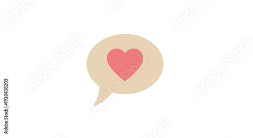 Illustration of a heart within a speech bubble, representing love, care, and communication