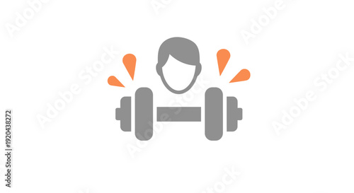 Healthy Lifestyle and Fitness Icon Dumbbell and Person