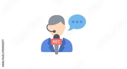 Professional speaker or reporter icon, ideal for broadcasting, news, and communication projects
