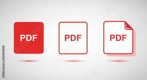 PDF Document Icons: Vector File Format Symbols for Web and Print