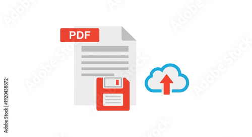 PDF Document Save and Upload to Cloud Concept