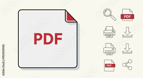 PDF File Format Icon Set for Document Management
