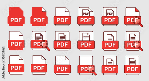 PDF File Icons Collection, Document Format Symbols