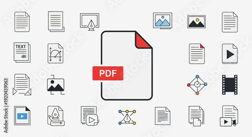 PDF File Icon Set, Document Format Symbols