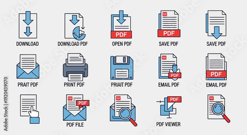 PDF File Icons Collection, Document Management
