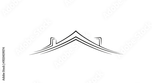 Minimalist stylized house roof outline, symbolizing home and shelter on isolated white background