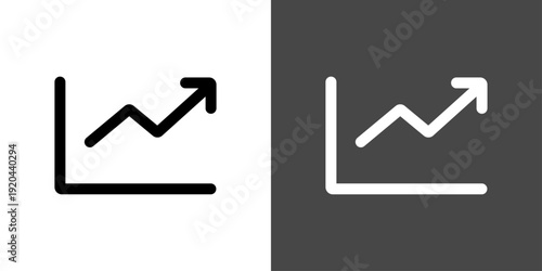 シンプルな折れ線グラフアイコン　矢印