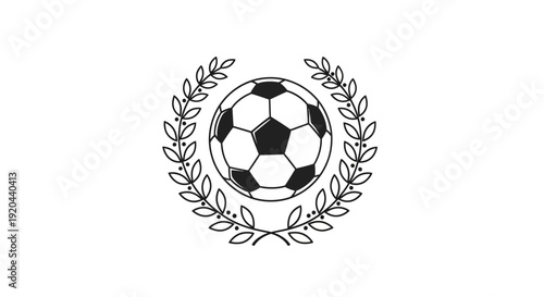 Soccer Ball Sports Laurel Wreath Championship Award Logo Icon, Isolated White Background